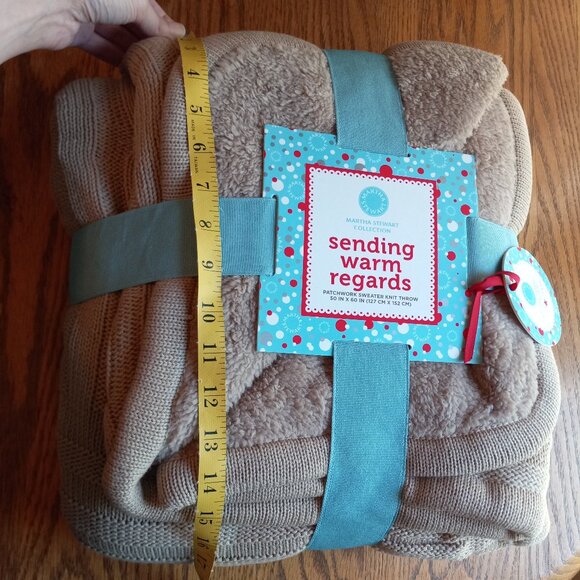 NWT Martha Stewart Collection Cabled Patchwork Sweater Knit Throw Country Preppy - Picture 11 of 13